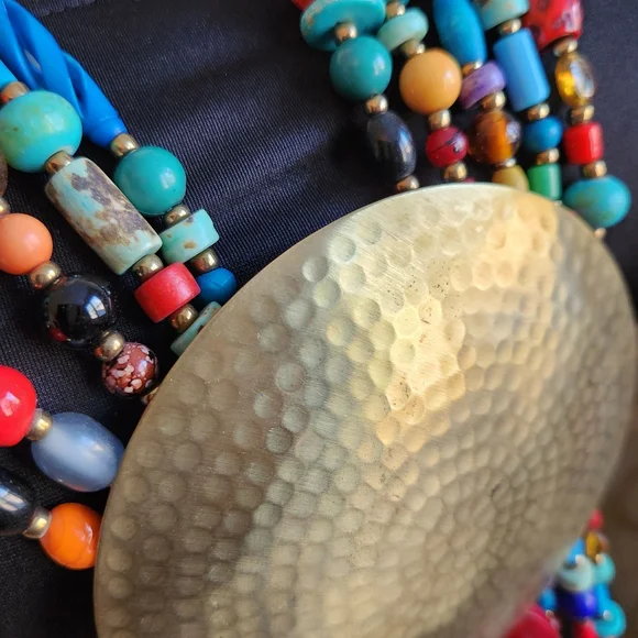 Colorful Beaded Statement Necklace with Bold Medallion 😍